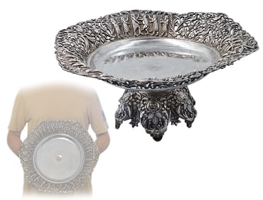 Iran (941g) Silver Tray, Circa 1960's Isfahan Or Shiraz Made