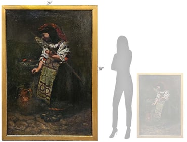 Late 19th C. Oil On Canvas 'Still Life' Painting Of A Girl