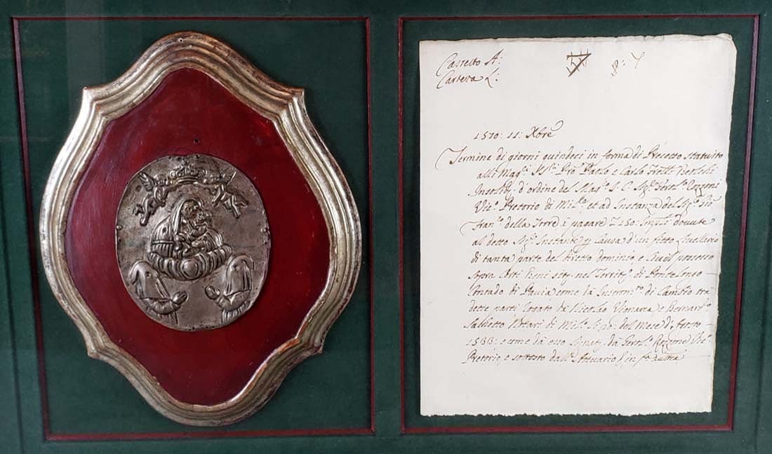 Antique Framed 16th C. Commemorative Plaque & Document C. - 2