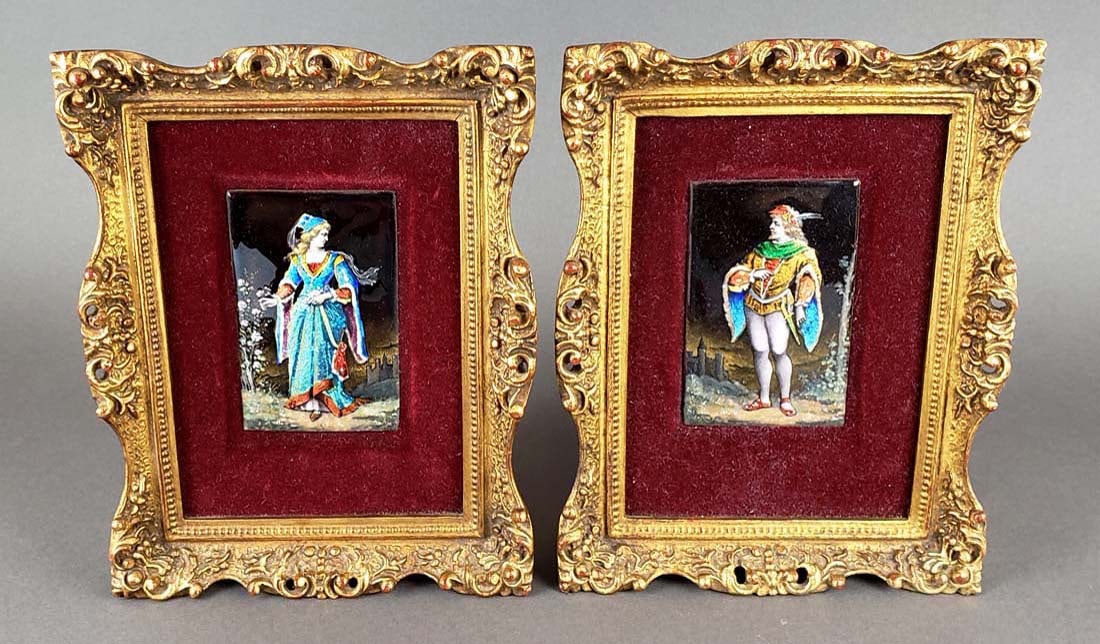 Pair of Framed Limoges Plaques: Pair of Framed Limoges Plaques. Frame: 9" x 7" \ Plaque: 4" x 2 1/2"