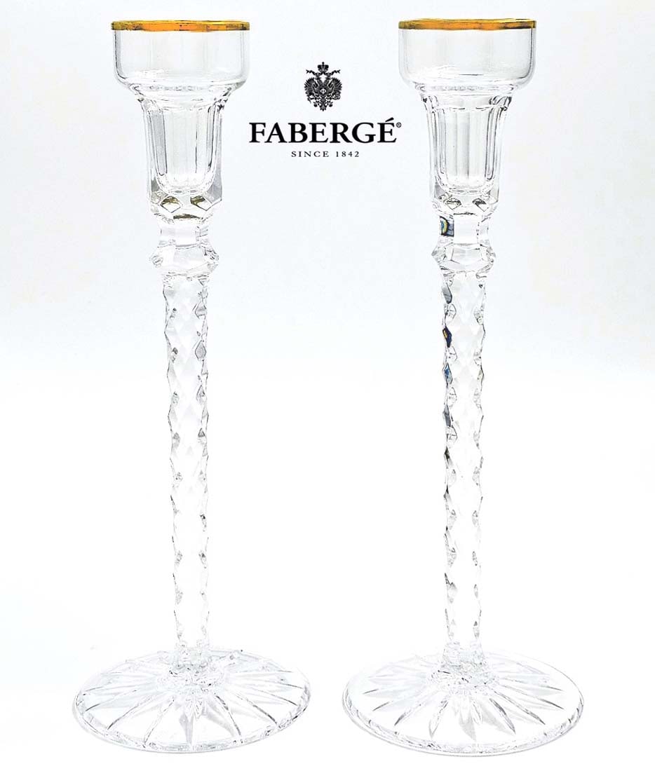 Pair Of Russian Faberge Imperial Crystal 'Michael Palace' Candlesticks (1 of 6)