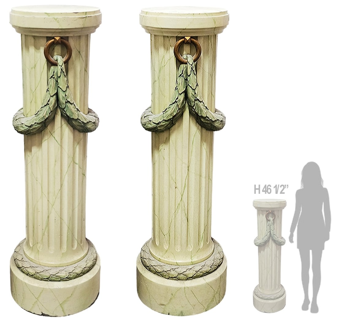 Pair Of Early 20th C. Continental Pedestals: Pair Of Early 20th C. Continental Pedestals. H 46 1/2" x W 15"