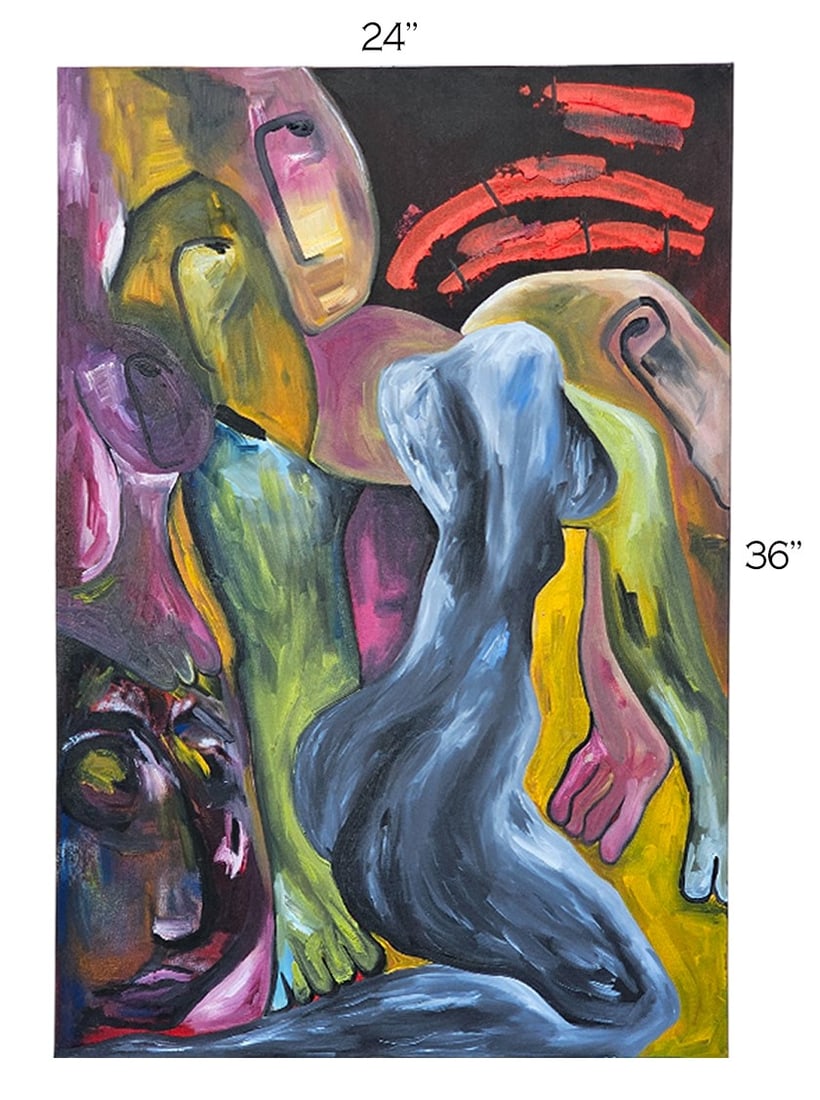 'The Savior' Oil On Canvas Painting: 'The Savior' Oil On Canvas Painting. Signed by Ellie Shafiei (Iranian- American. b 1987). MFA Candidate, New York Academy of Art, Class of 2026. Ellie Shafiei is a multimedia artist, oil painter,