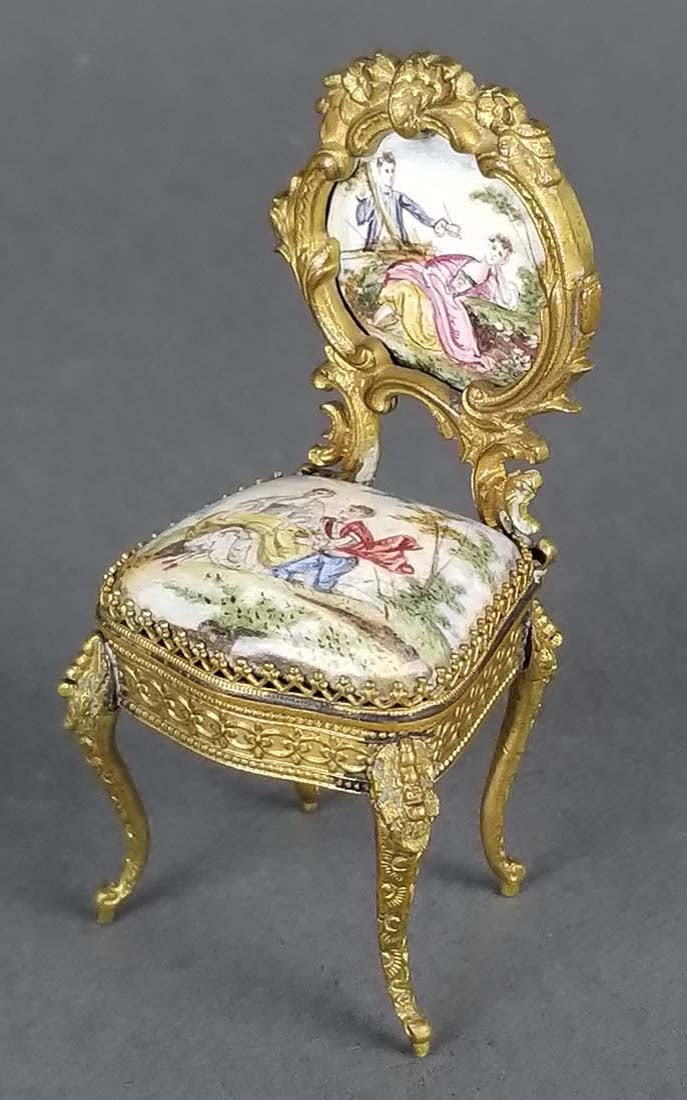 19th C. Austrian Viennese Enamel Vanity Table with - 2