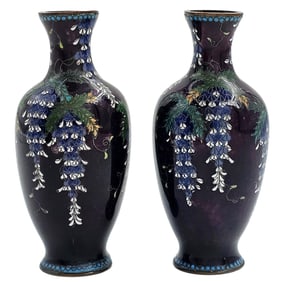 Pair Of 19th C. Meiji Period Japanese Cloisonne Vase