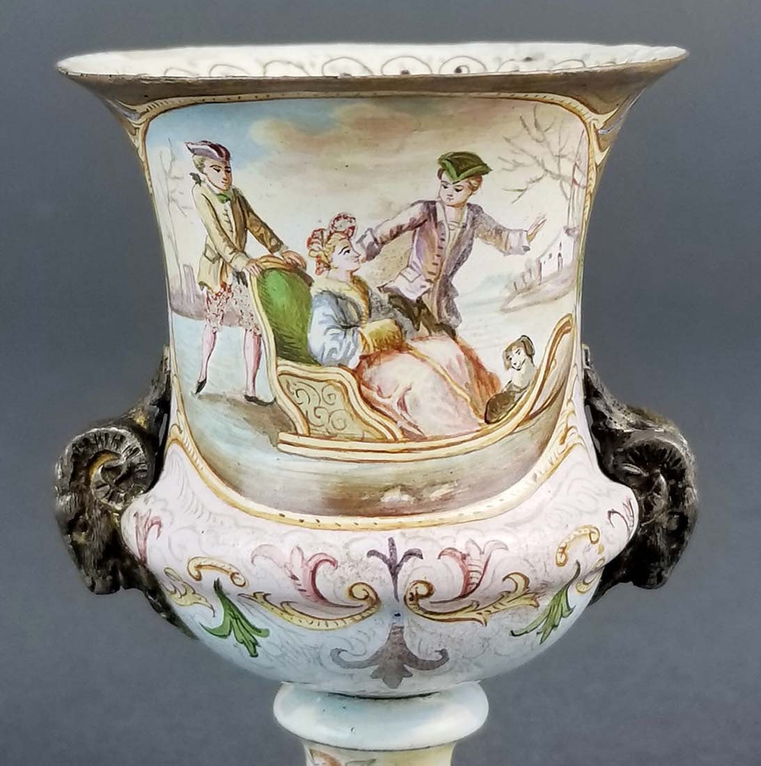 Austrian Viennese Enamel Vase on Silver - 5