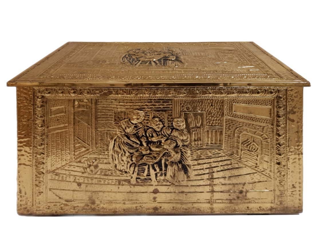 A Large Continental Brass Wooden Box - 2