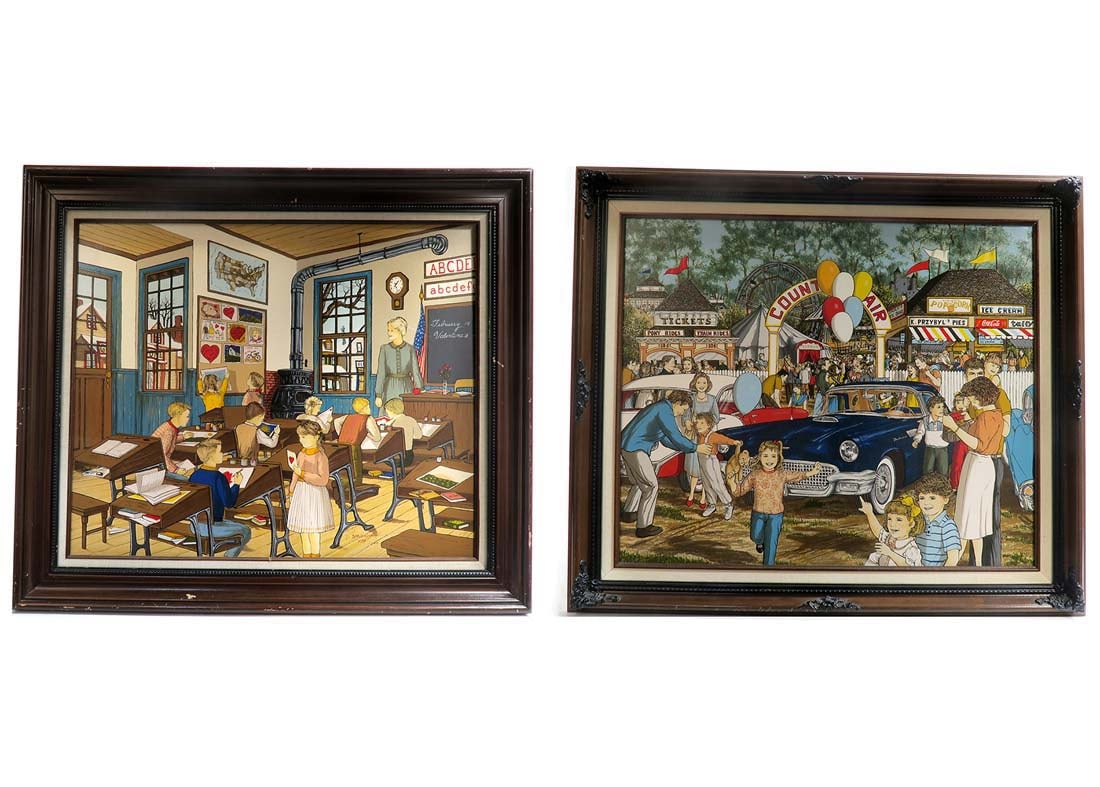 Pair Of Limited Edition Embellished Canvas Signed: Pair Of Limited Edition Embellished Canvas Signed By H. Hargrove. 24" x 20"