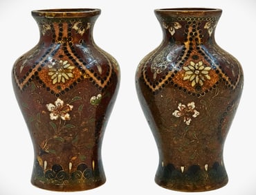 Pair Of 19th C. Meiji Period Japanese Cloisonne Vase