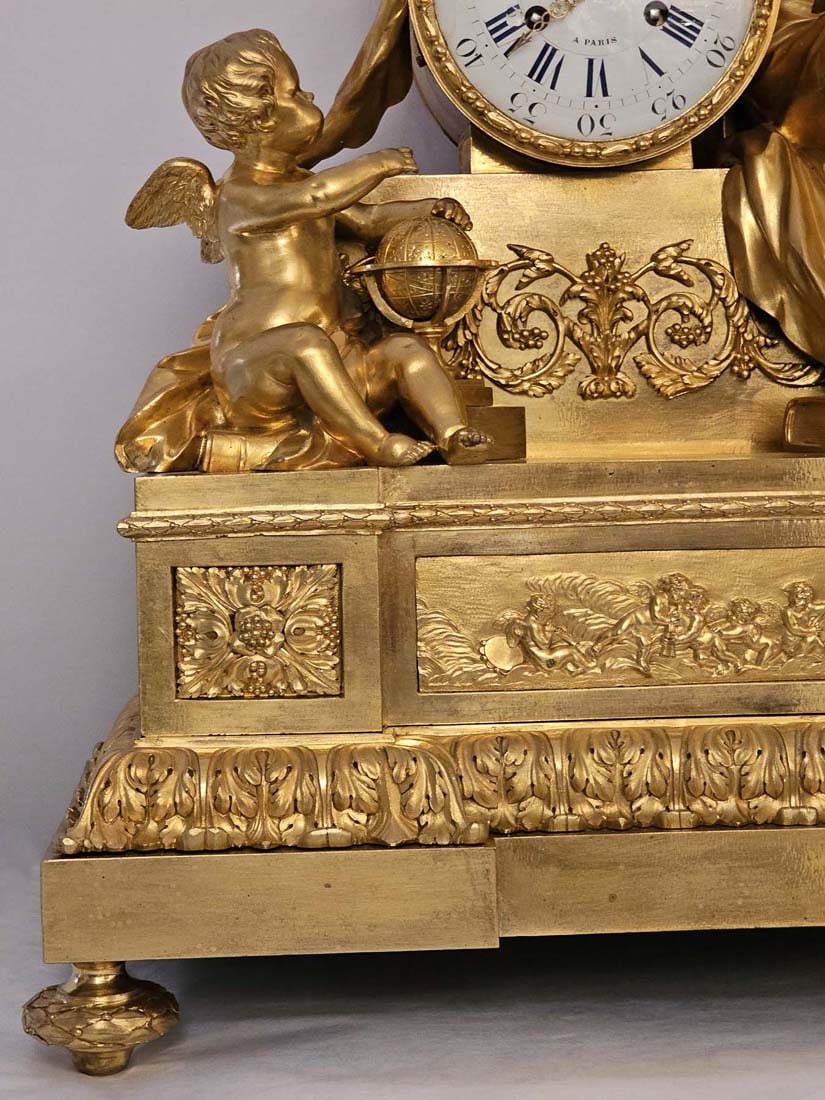 Large 19th C. French Empire Gilt Bronze Figural Clock Signed By Julien Leroy - 5