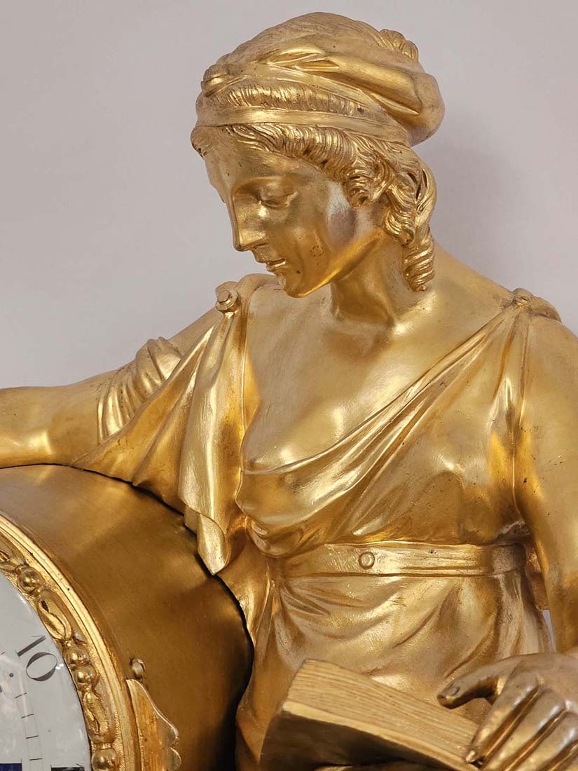 Large 19th C. French Empire Gilt Bronze Figural Clock Signed By Julien Leroy - 8