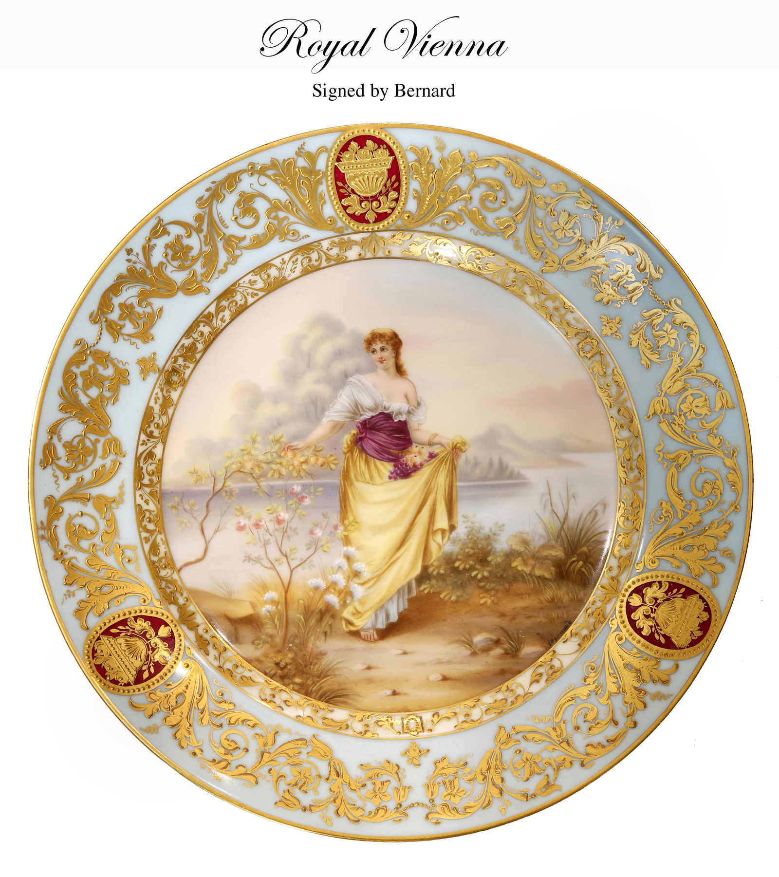 19th C. Royal Vienna Hand Painted Plate, Signed (1 of 2)