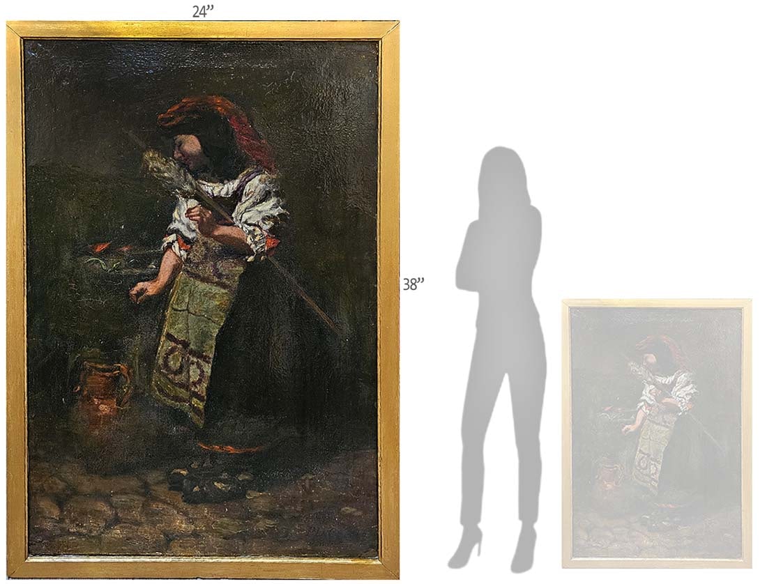 Late 19th C. Oil On Canvas 'Still Life' Painting Of A Girl: Late 19th C. Oil On Canvas 'Still Life' Painting Of A Girl. 24" x 38"