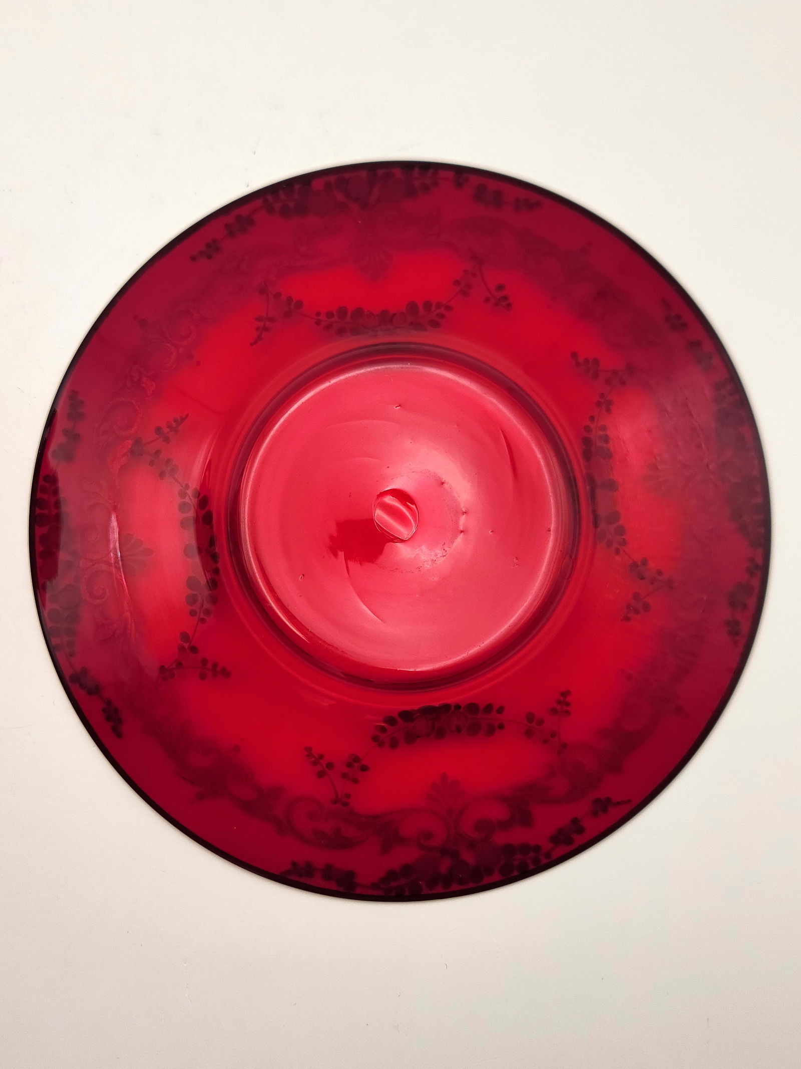Bohemian Ruby Red Hand Painted Cup & Saucer - 6