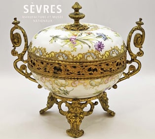 19th C. Sevres French Porcelain & Bronze Centerpiece