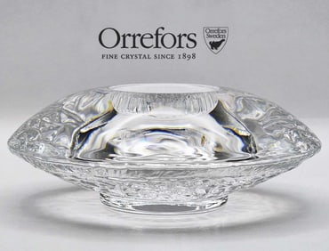 Orrefors Sweden Discus Votive Candle Holder Designed By Lars Hellsten