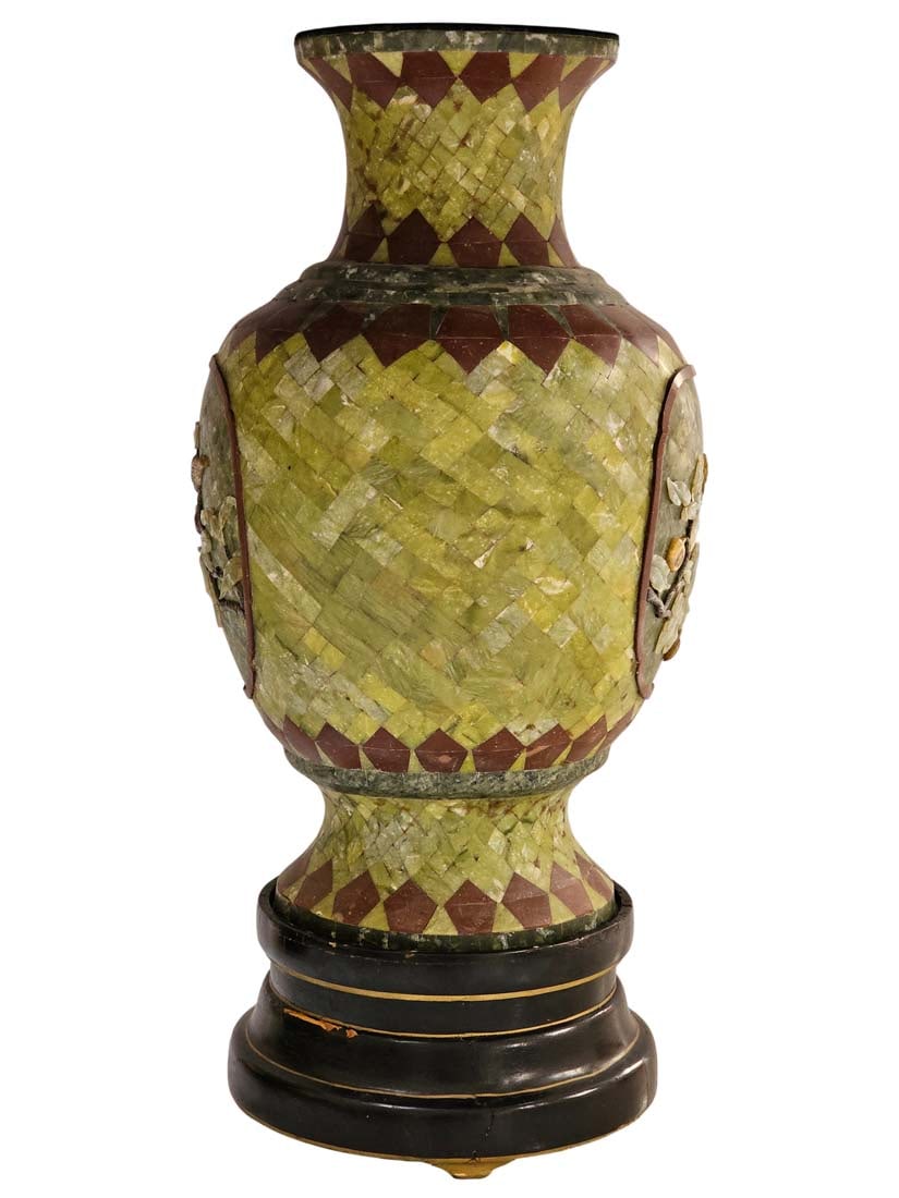 Large Palatial Chinese Hardstone Veneered Vases - 2