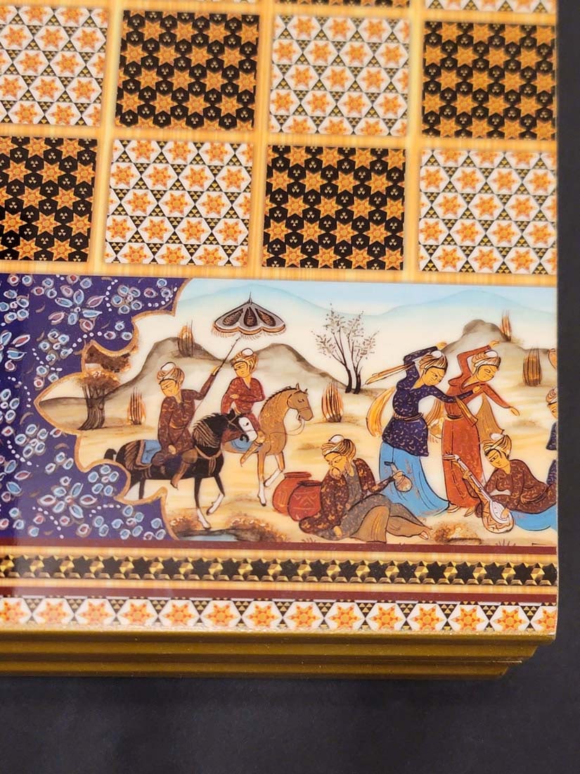 Persian Hand Painted Isfahan ' Khatam ' Backgammon set - 4