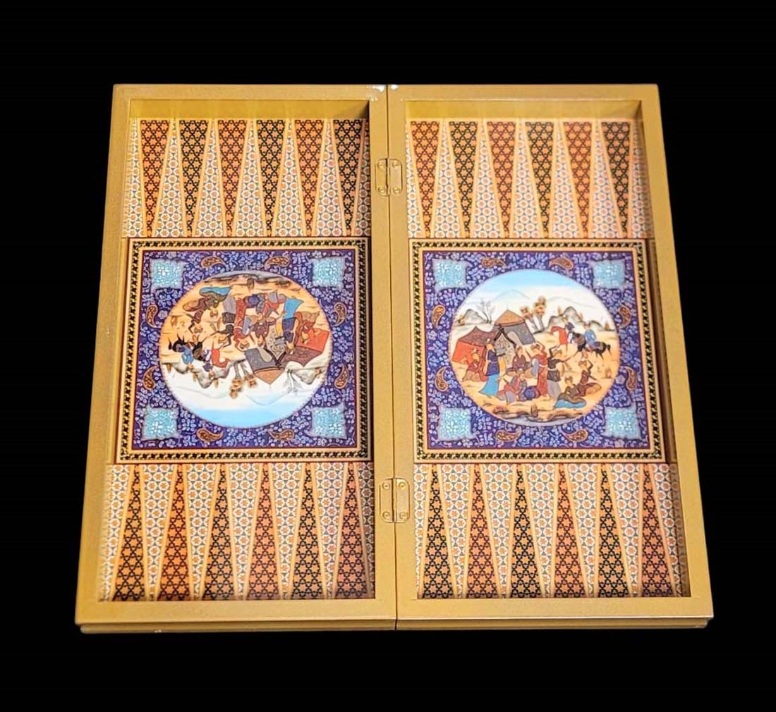 Persian Hand Painted Isfahan ' Khatam ' Backgammon set - 6