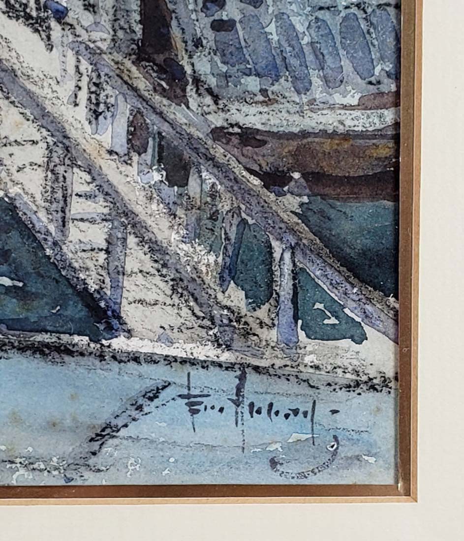 Antique Framed Watercolor Signed - 4