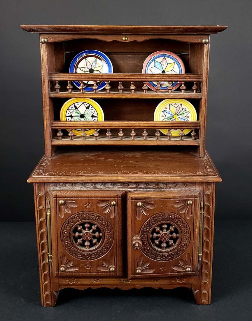 French Miniature Buffet w/ Plates, Circa 1900 (1 of 9)