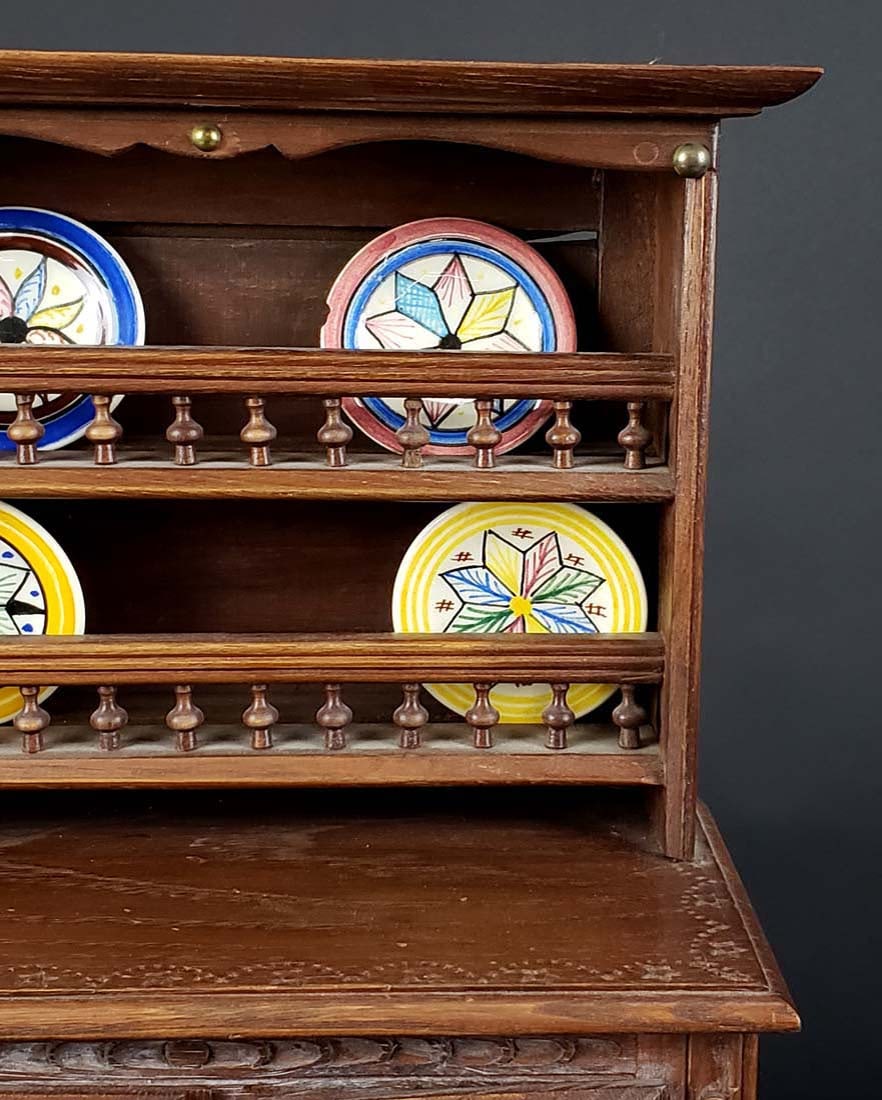 French Miniature Buffet w/ Plates, Circa 1900 - 3
