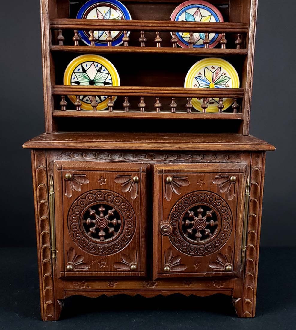 French Miniature Buffet w/ Plates, Circa 1900 - 4
