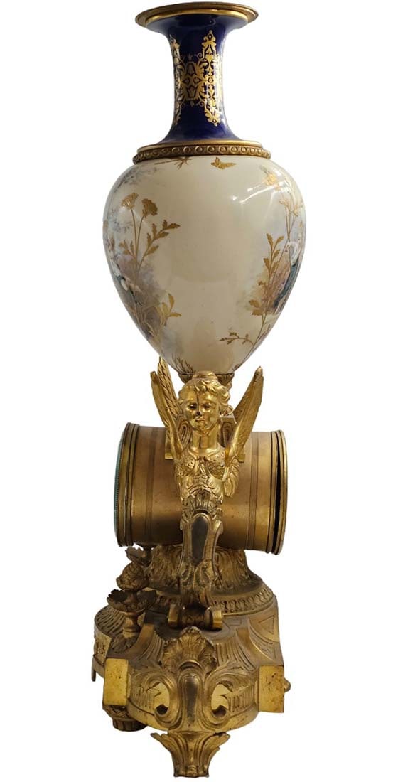 19th C. Figural Bronze Sevres Clock, Signed - 4