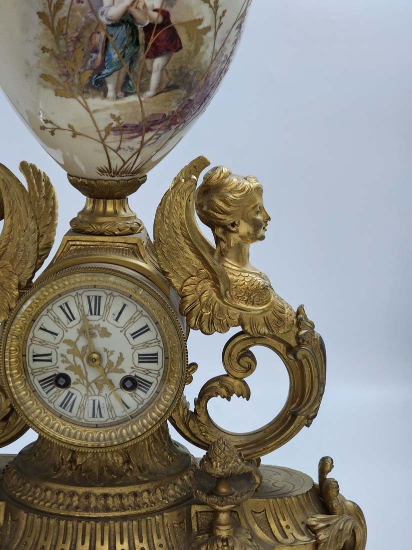 19th C. Figural Bronze Sevres Clock, Signed - 5