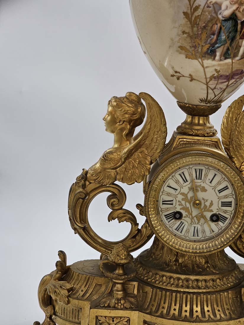 19th C. Figural Bronze Sevres Clock, Signed - 6