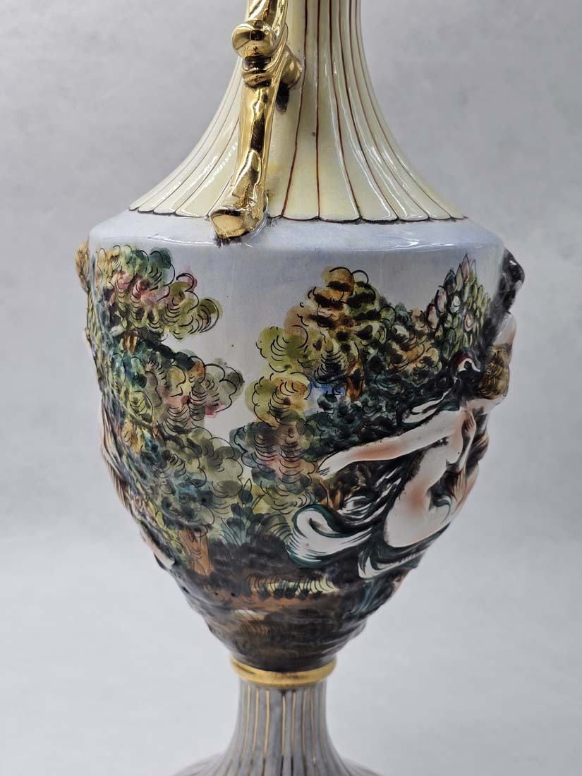 Large Capodimonte Bernini Hand Painted Vase, Hallmarked - 14