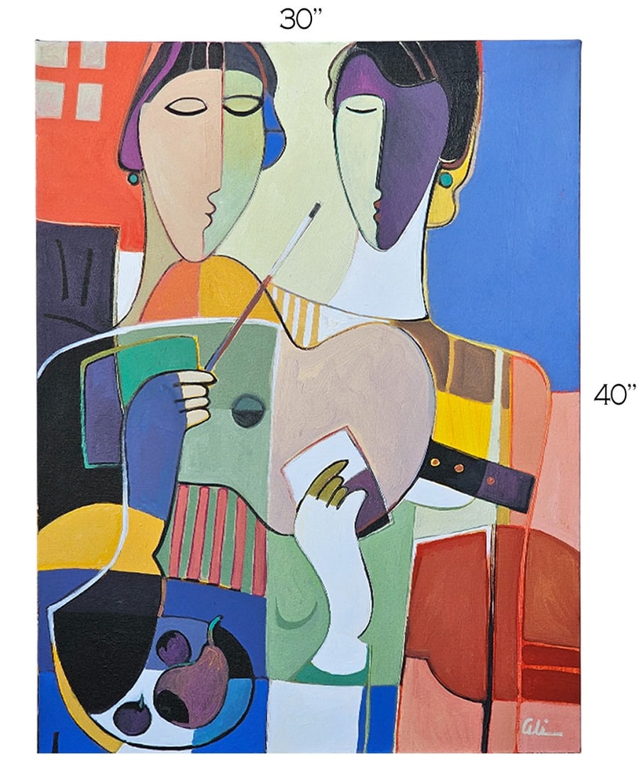 'Dual Forms' Acrylic On Canvas Painting, Signed: 'Dual Forms' Acrylic On Canvas Painting, Signed. 30" x 40"