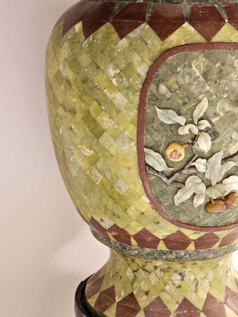 Large Palatial Chinese Hardstone Veneered Vases - 6