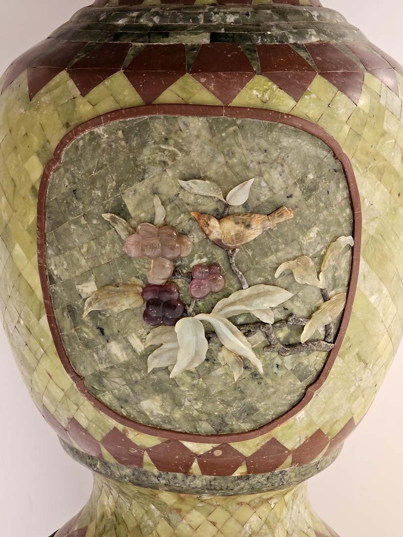 Large Palatial Chinese Hardstone Veneered Vases - 8