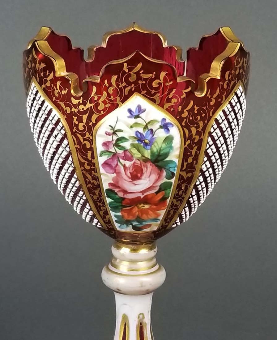 19th C. Bohemian Diamond Cut Goblet - 2