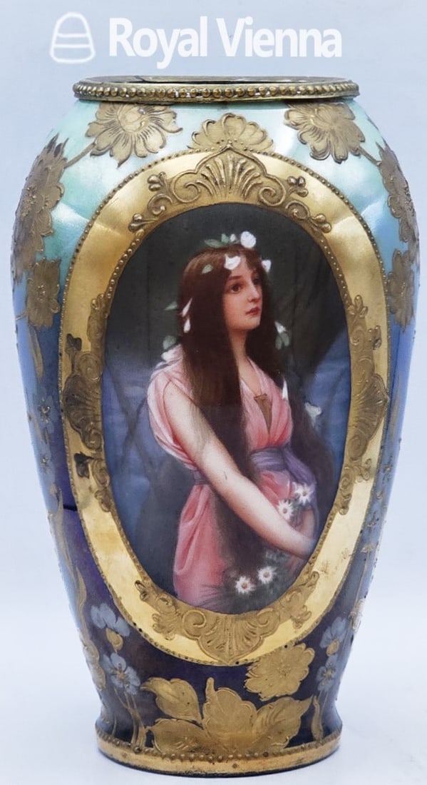 19th C. Royal Vienna Bronze Mounted Vase, Signed (1 of 8)