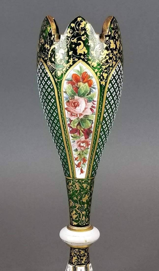 19th C. Bohemian Diamond Cut Vase - 2