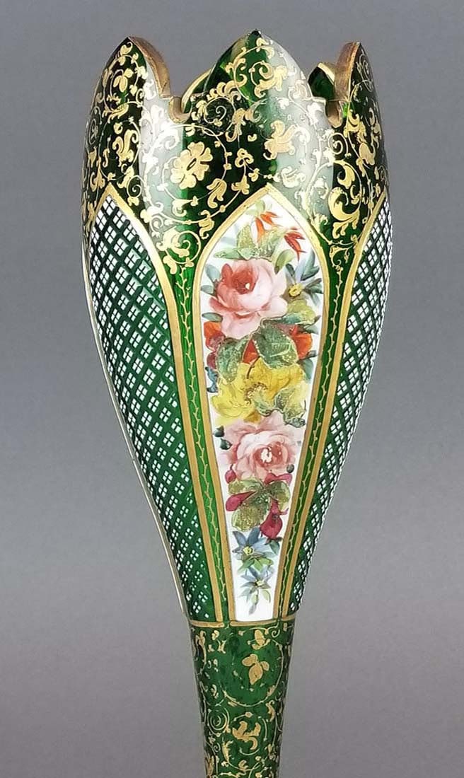 19th C. Bohemian Diamond Cut Vase - 4