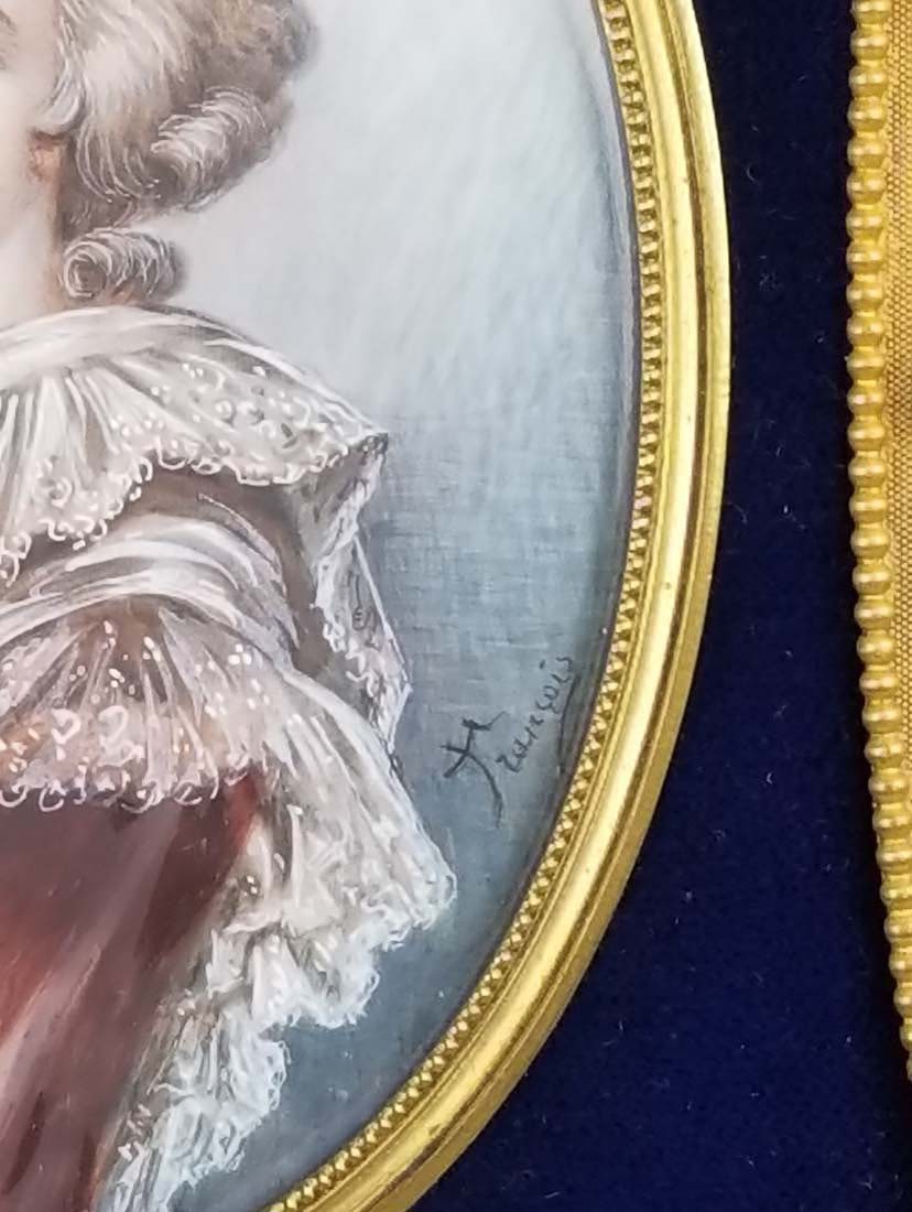 Fine 19th C. Bronze Frame with Handpainted Insert - 3