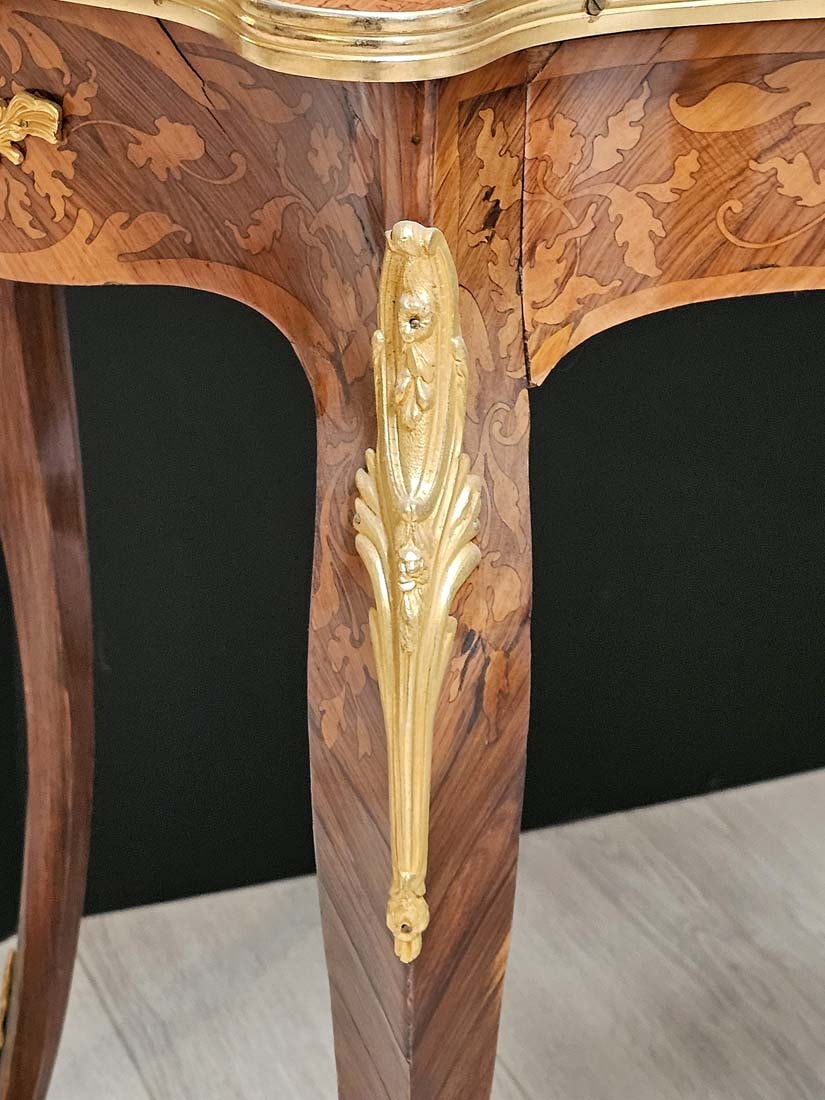French Inlaid Bronze Mounted Center Table - 8