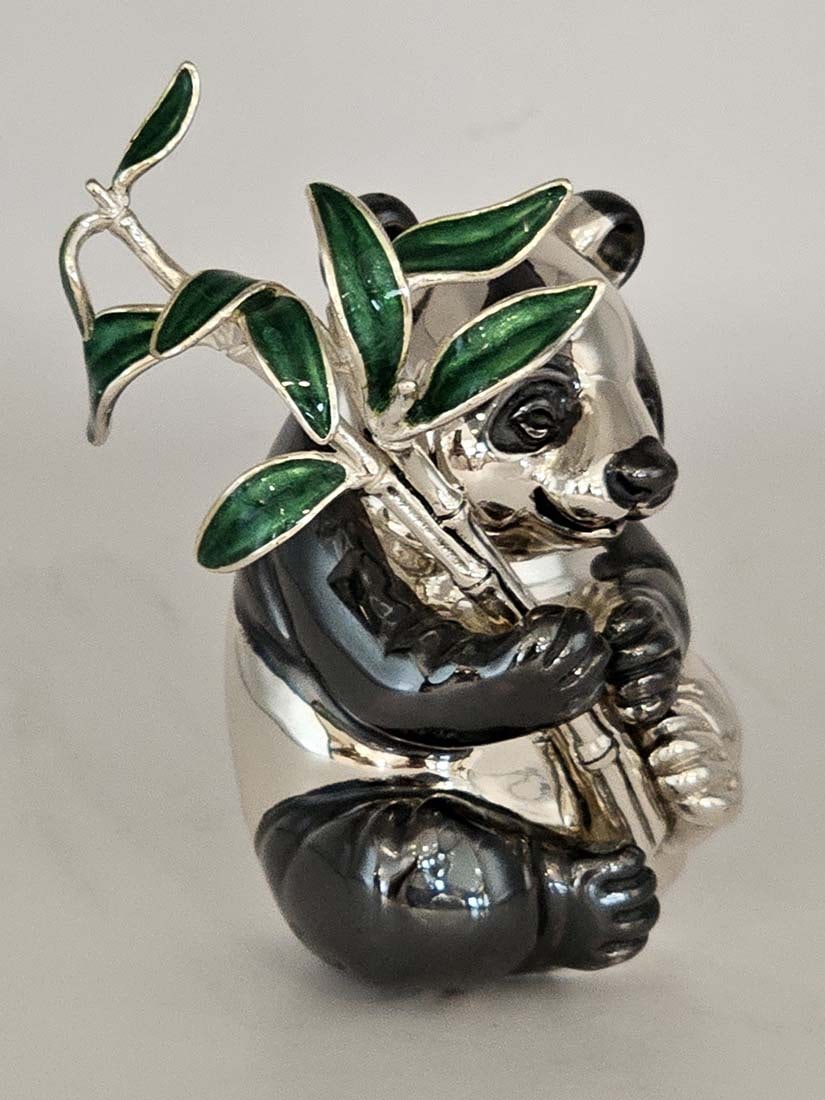 800 Silver Mario Buccellati Panda With Leaves - 3