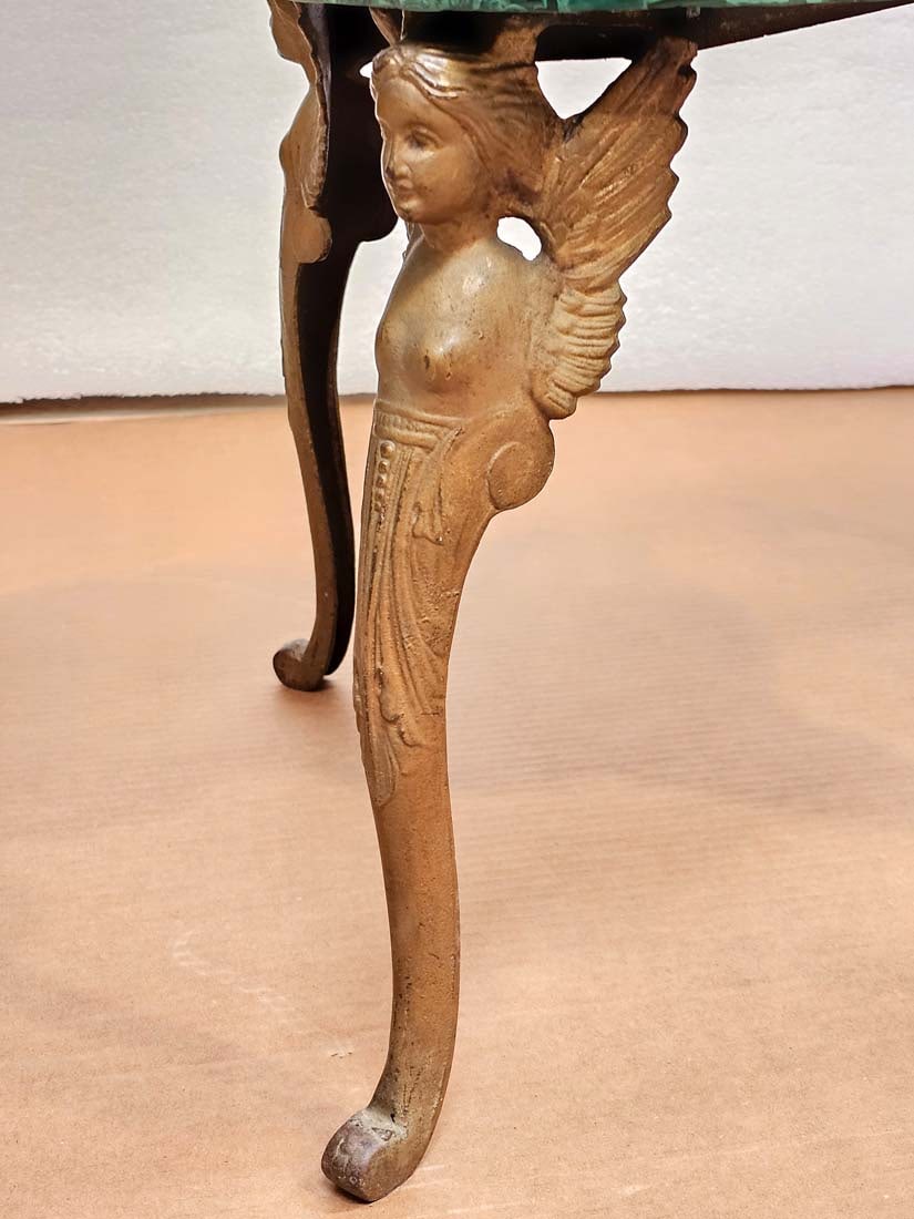19th C. Empire Malachite Figural Bronze Side Table - 2