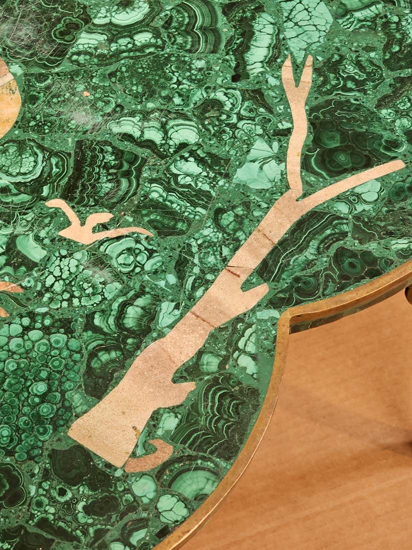 19th C. Empire Malachite Figural Bronze Side Table - 6