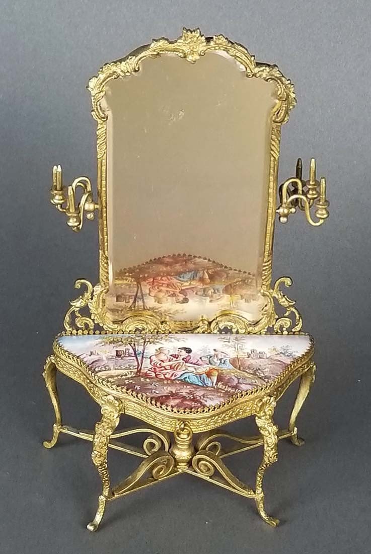 19th C. Austrian Viennese Enamel Vanity Table with - 3