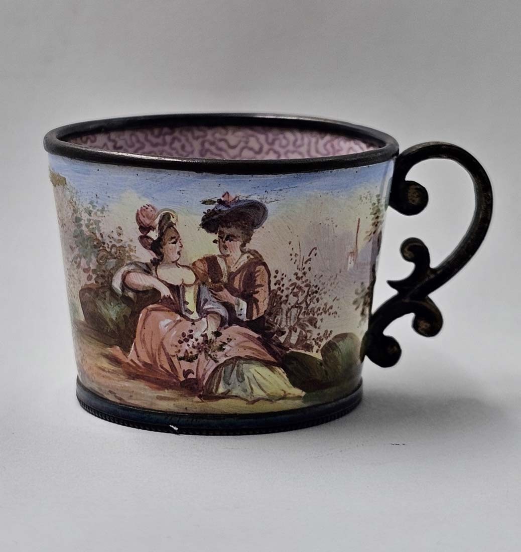 19th C. Viennese Enamel On Silver (~366g) Tea Set - 14