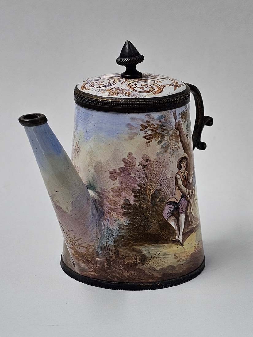 19th C. Viennese Enamel On Silver (~366g) Tea Set - 6