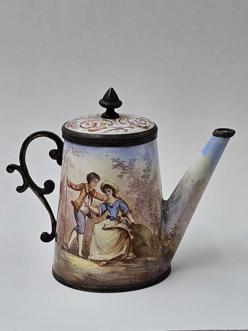 19th C. Viennese Enamel On Silver (~366g) Tea Set - 8