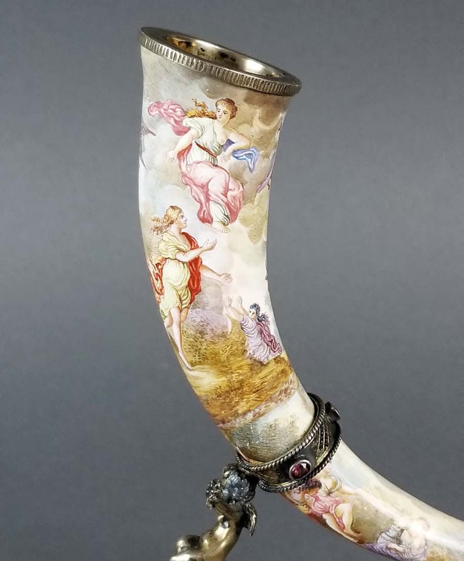 19th C. Viennese/ Austrian Enamel on Silver Cornucopia - 5