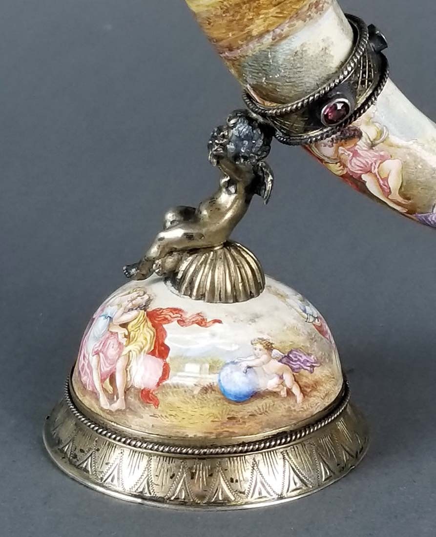 19th C. Viennese/ Austrian Enamel on Silver Cornucopia - 7