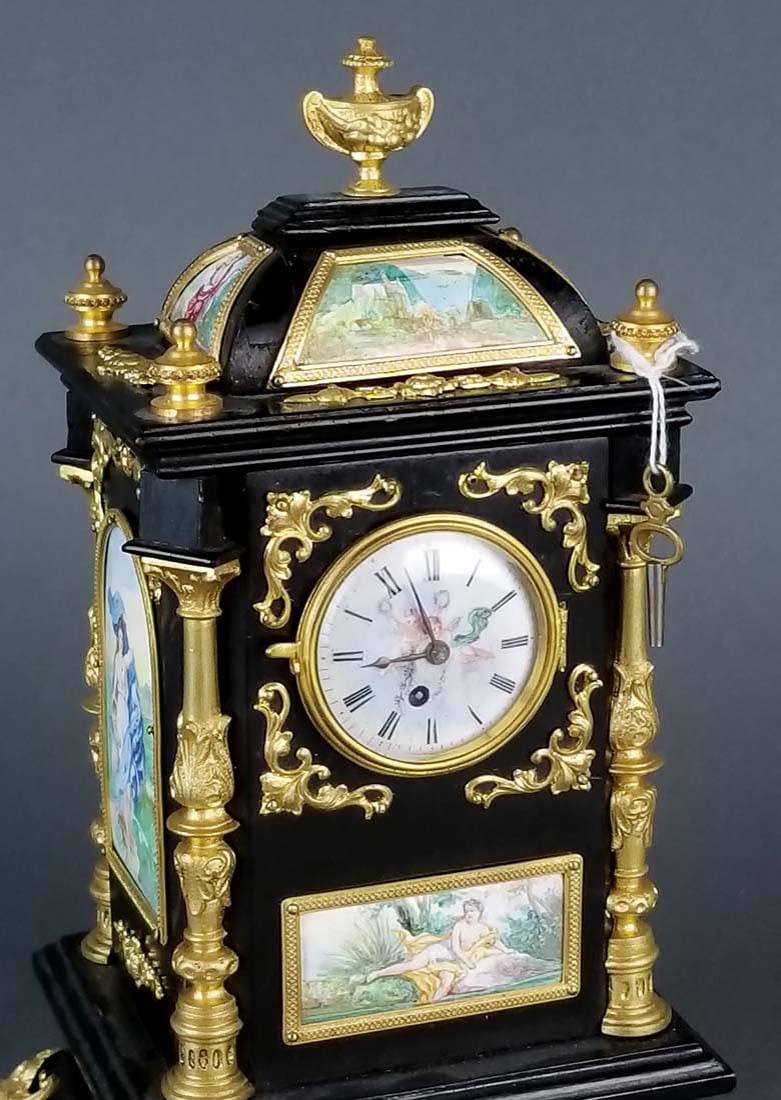 19th C. Large Austrian Viennese Enamel Clock - 2